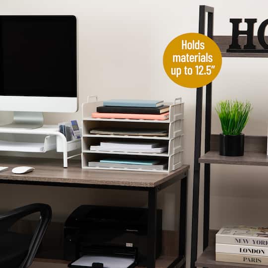 Mind Reader Stackable Paper Tray, Desktop Organizer, File Storage, Office, Plastic, 4 Pcs